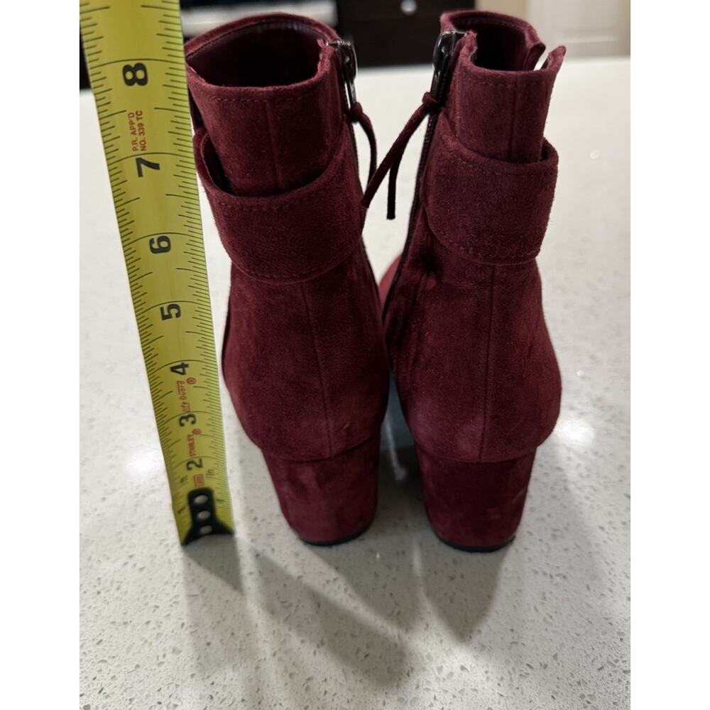Footnotes Women’s Size 7 Suede Ankle Booties Red Burgundy W/ Tassle Y2K style - Picture 7 of 9